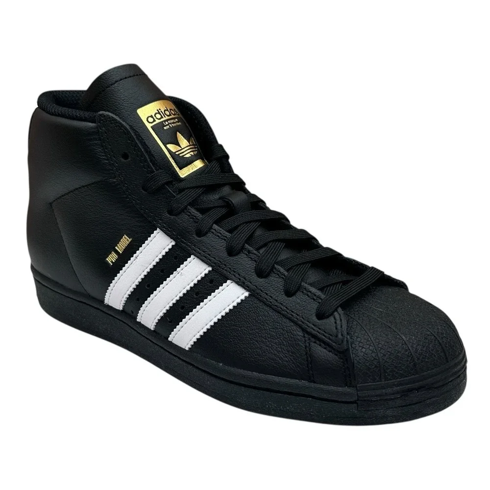 adidas Pro Model ADV High Top Leather Sneakers Men's 6/Women's 7-7.5 Black-White